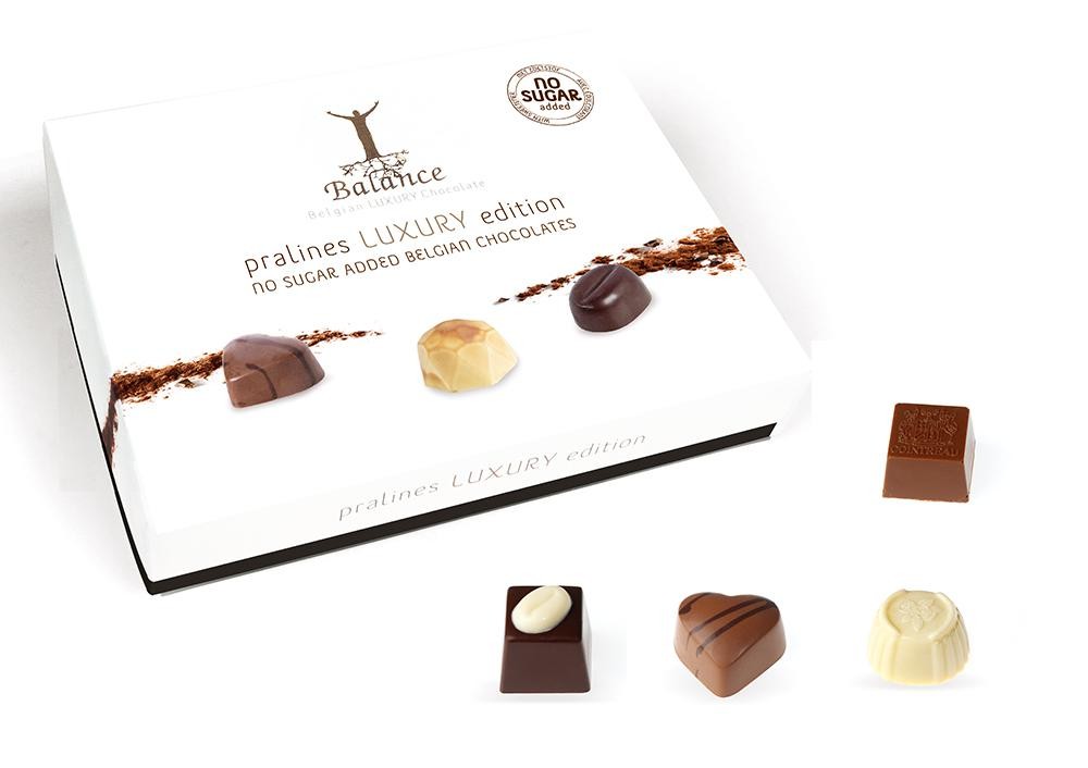 Coffret luxe de chocolats belges sans sucre ajouté