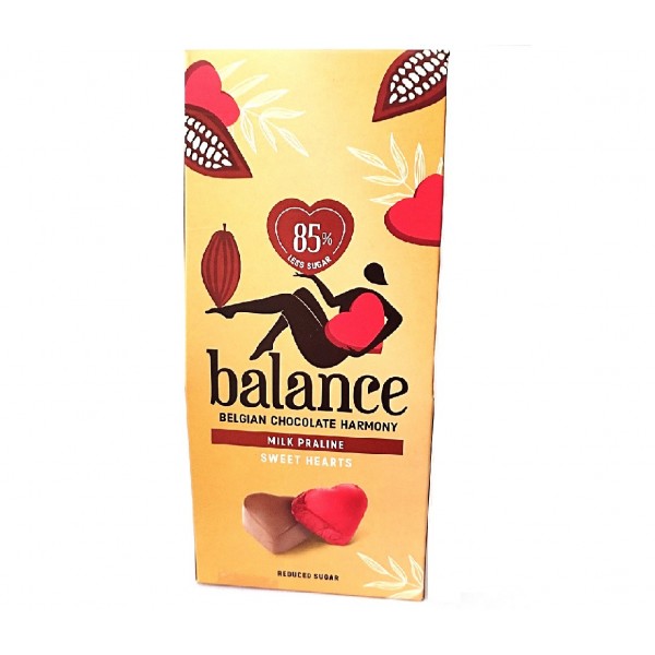 Coeurs en chocolatlait praliné sans sucre ajouté 126g - B
